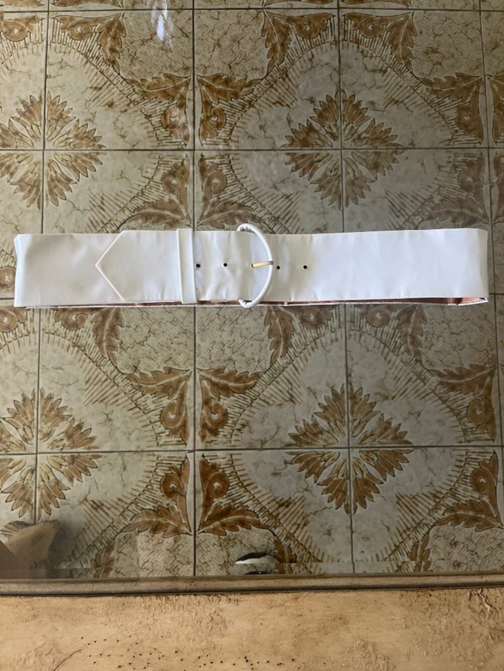 Vintage 1980s Ceinture Emmanuel White Faux Leather Belt
